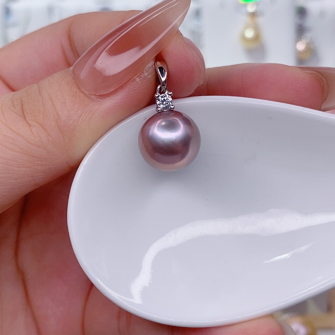 淡水珍珠银S925镶嵌吊坠(赠链)