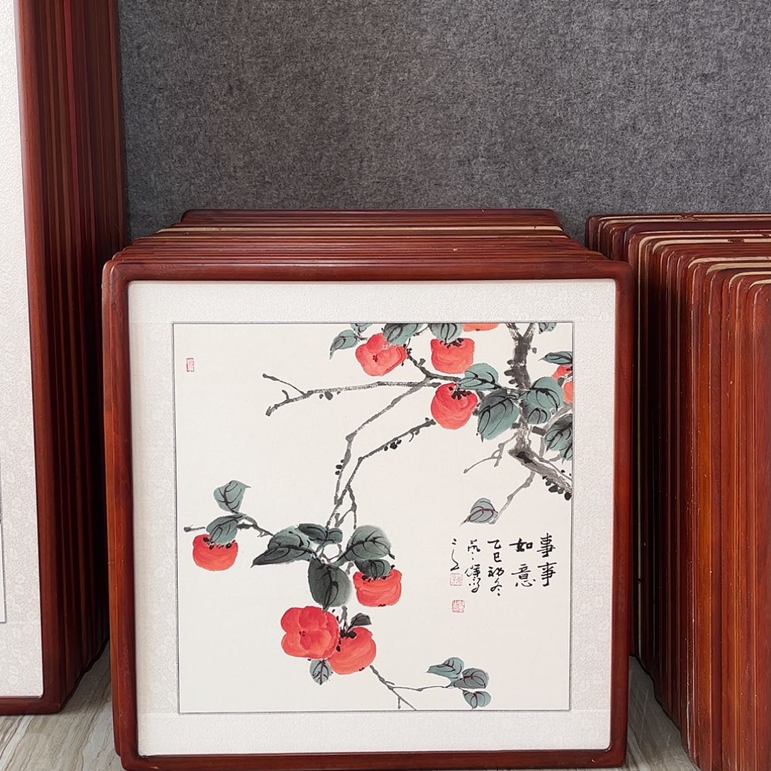 国画书画作品带框63×63