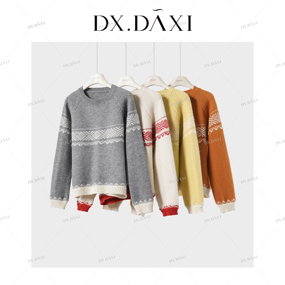  DX.DAXI【琥珀奶咖】圣诞氛围感毛衣女气质百搭上衣洋气套头针织衫