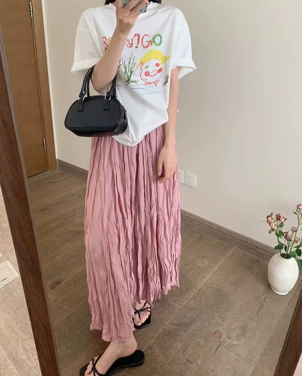 Z.X 肌理感褶皱松紧腰半身裙 91850（A4）