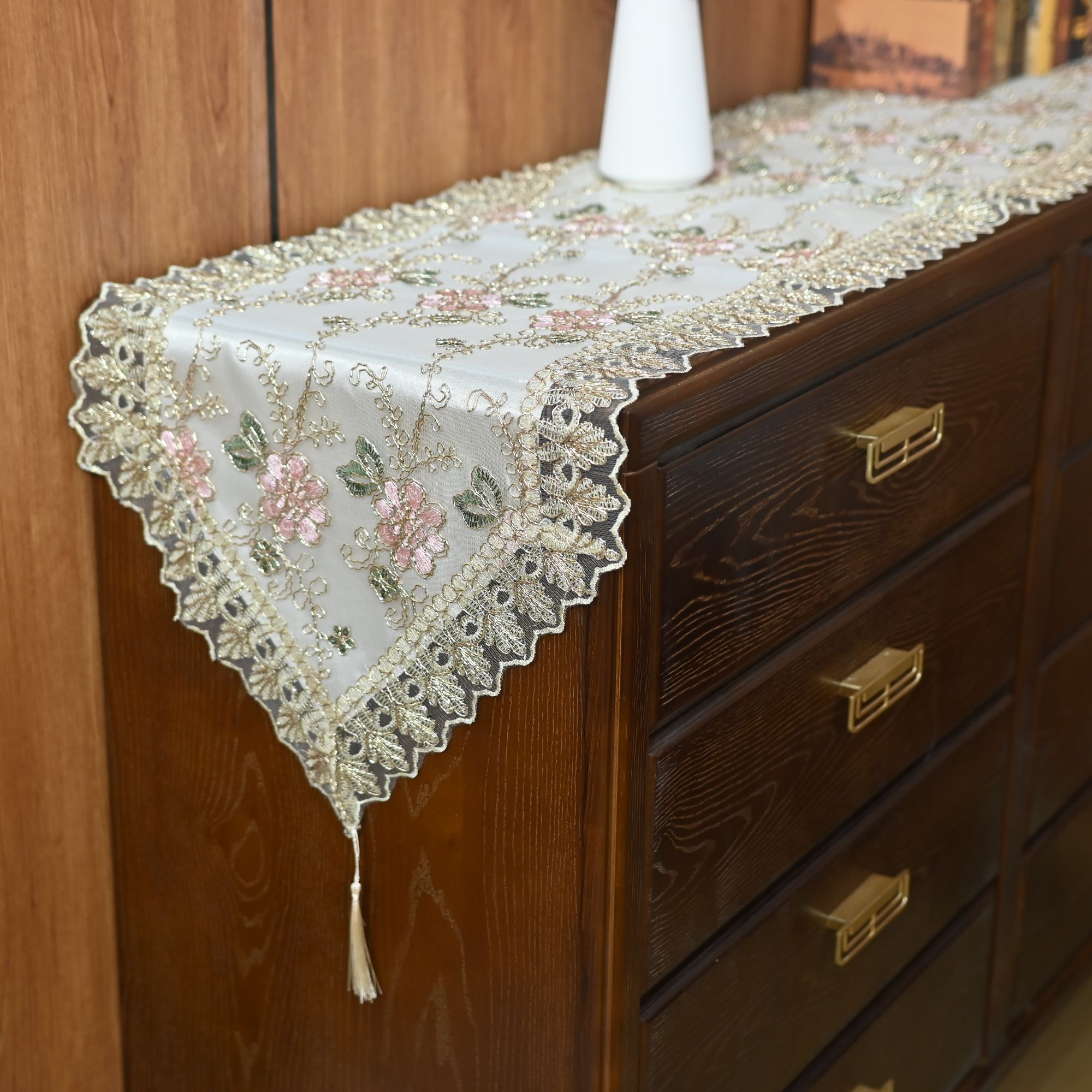 Y07 金粉 (40X180cm桌旗）电视柜盖巾，五斗橱五斗柜，茶台茶几盖巾