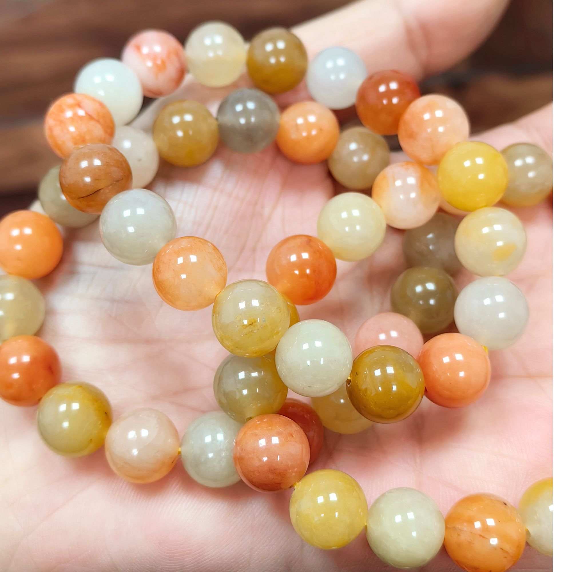 天然金丝玉珠子手串玉石手链简约时尚女款小众品质珠宝女士手串