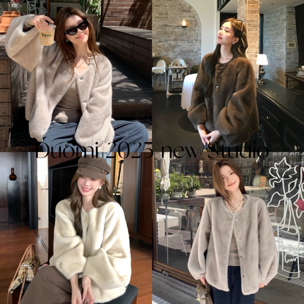 Duomi/“极光絮语”超密实欧貂绒仿水貂毛尖感一体环保皮草外套加厚