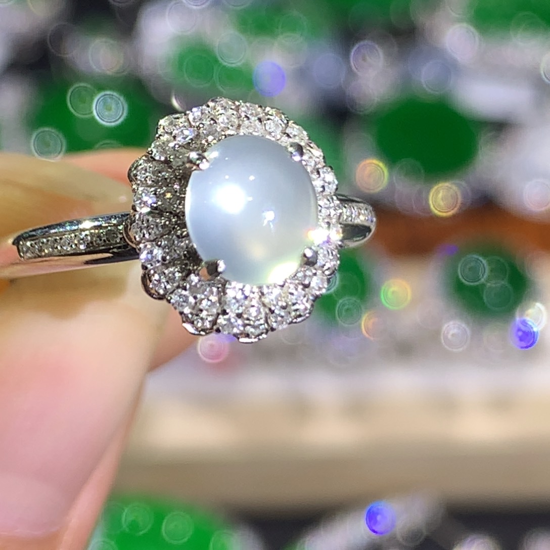 翡翠戒指18K金镶嵌9、