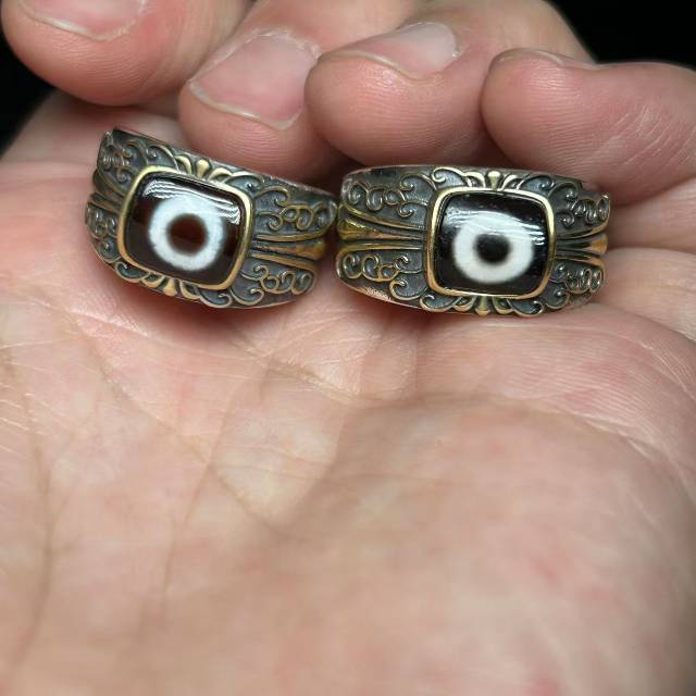 【曹美丽精选】H40974-S925银镶嵌玛瑙戒指（一筒）多样性发其一9*8mm