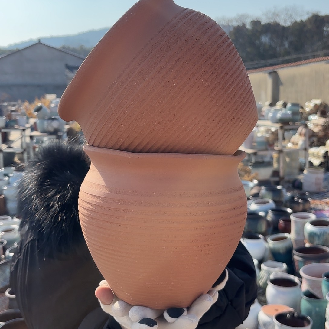 口径20高度19两个红陶