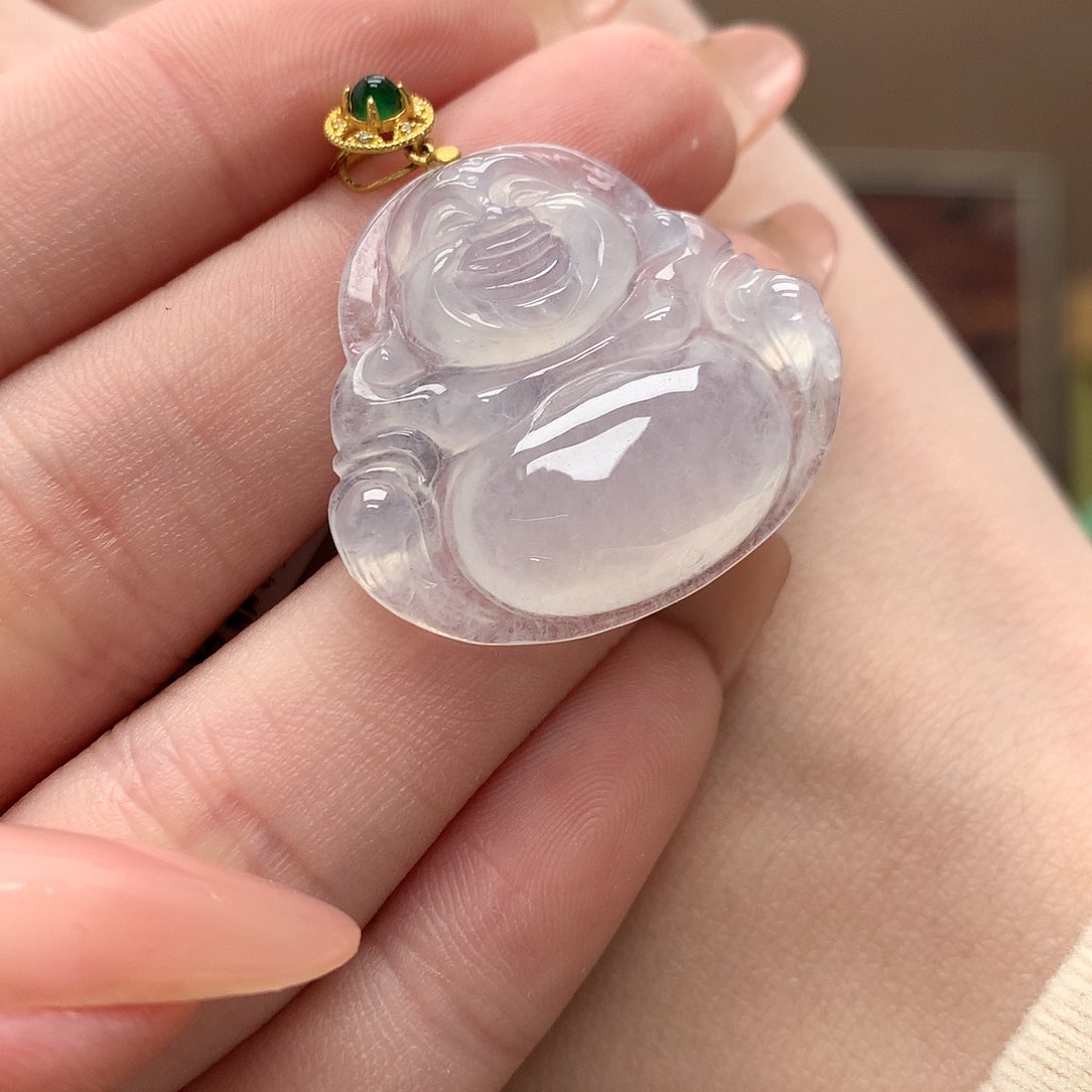 翡翠吊坠(不含链)18K金镶嵌