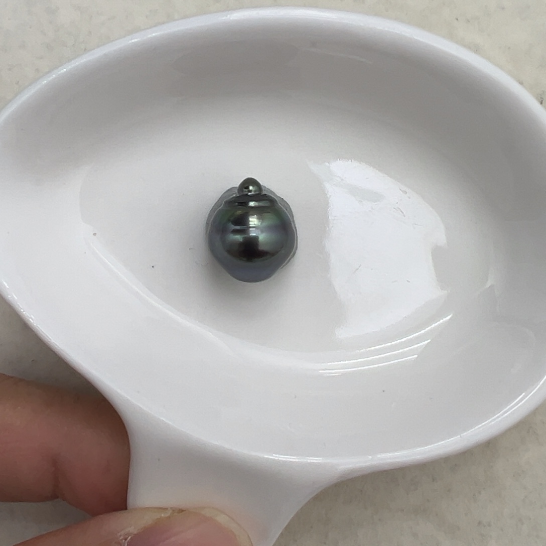 简***单14.4mm铂金灰裸珠海水珍珠未镶嵌