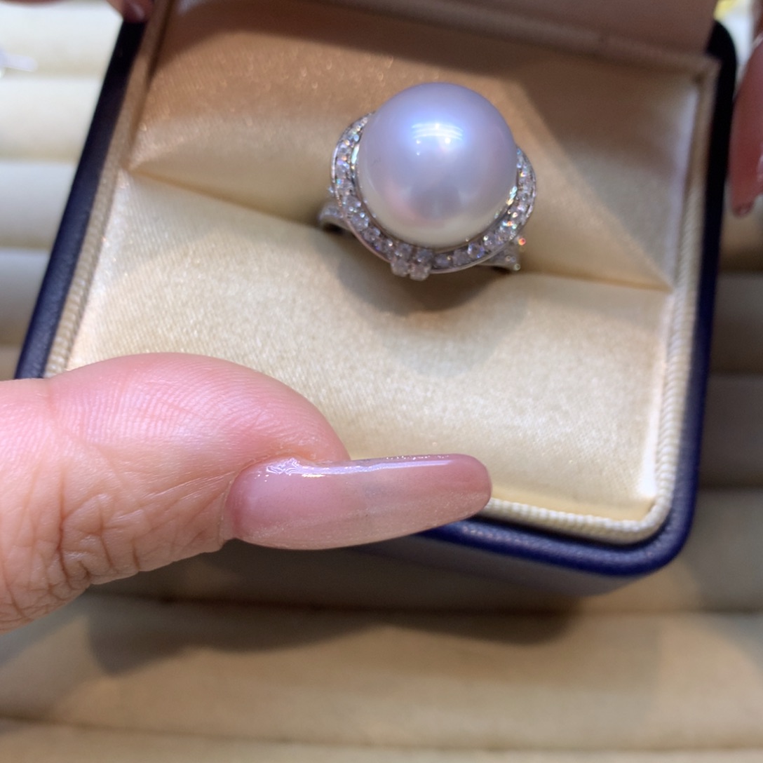 银S925镶嵌戒指海水珍珠