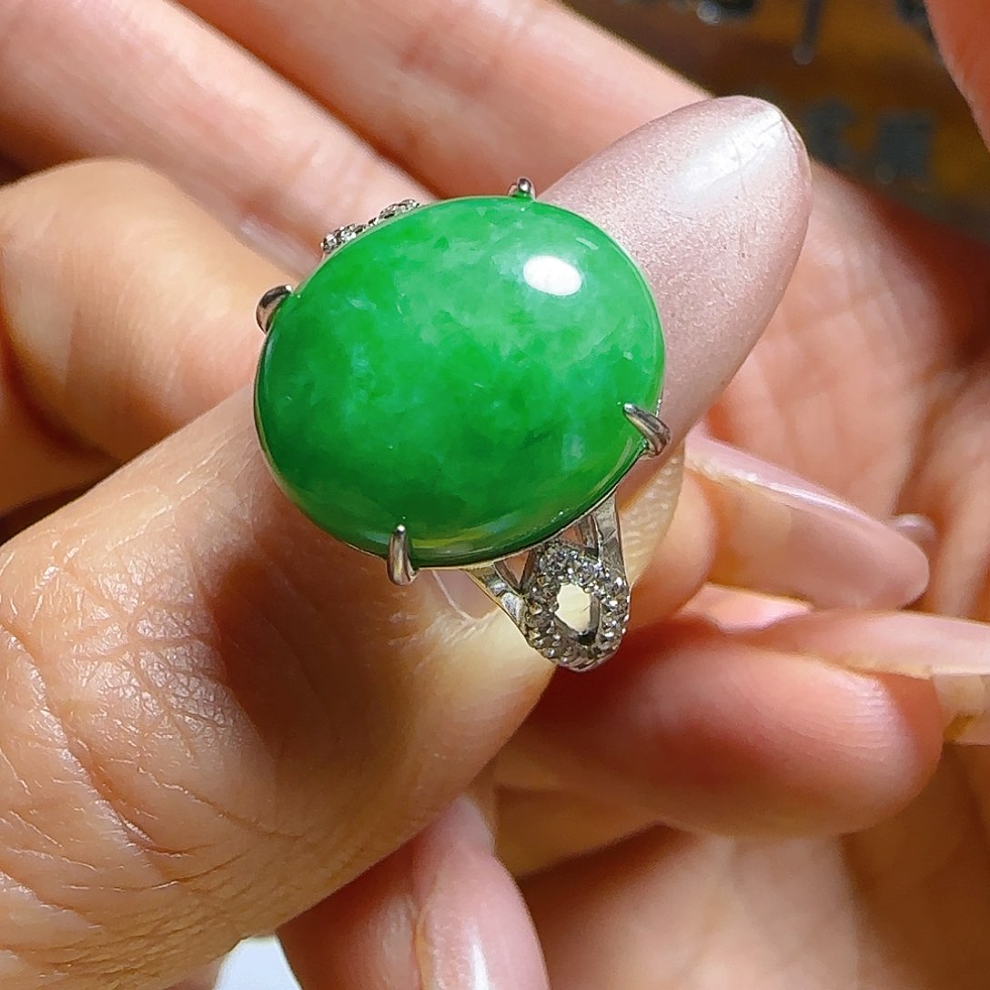 翡翠戒指银S925镶嵌翡翠240