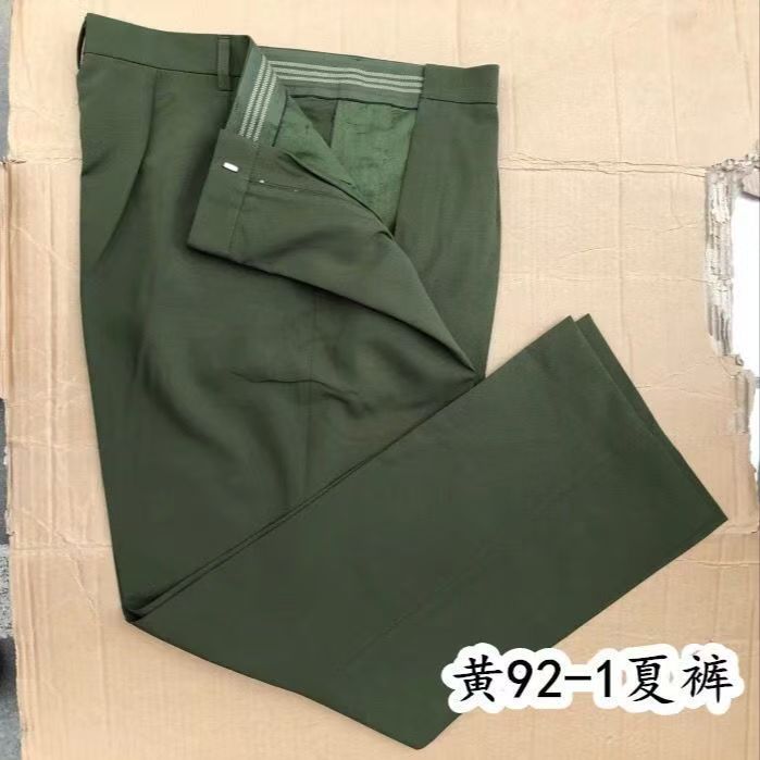 黄夏裤户外薄款麻纱休闲西裤男士军绿色速干橄榄绿冬季经典款