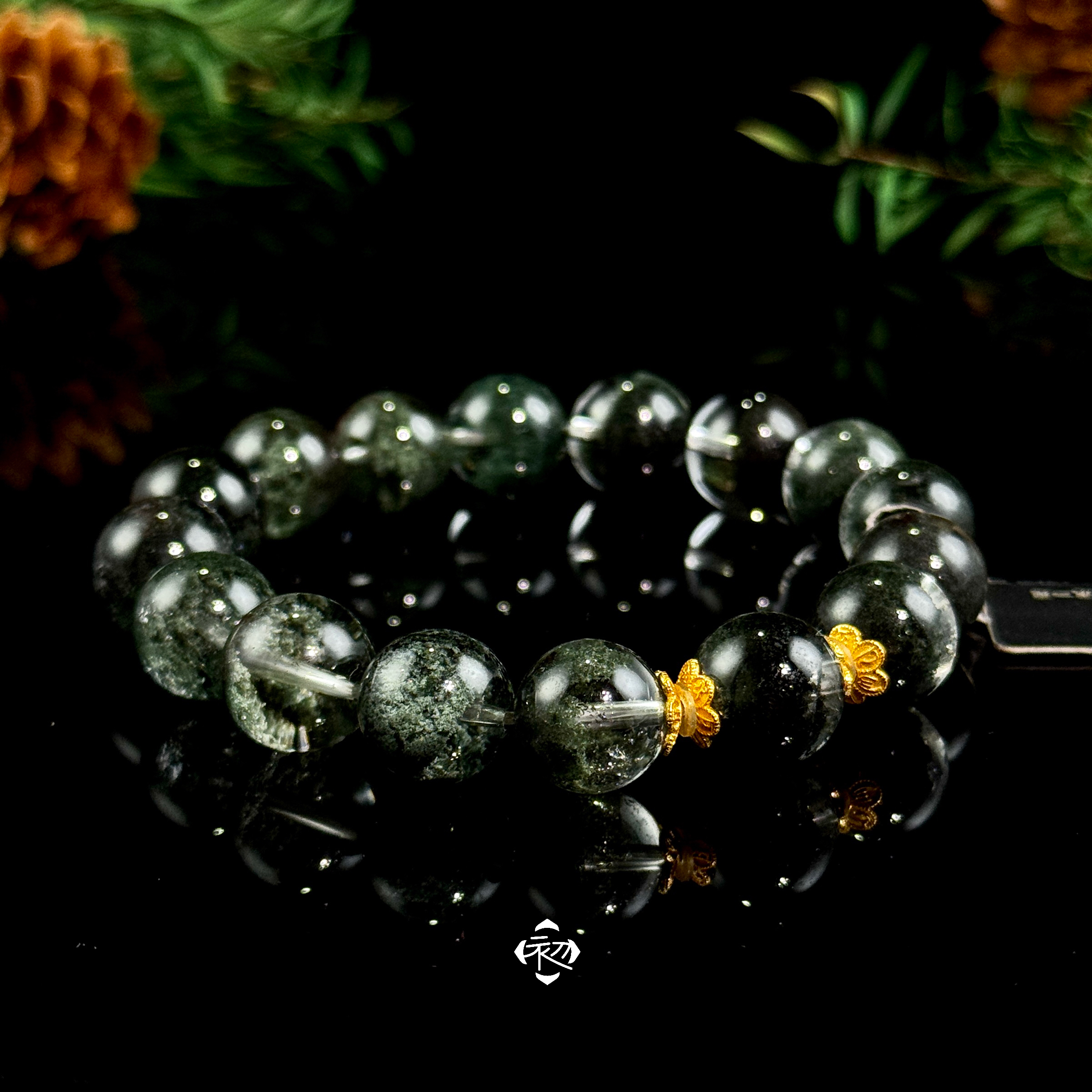E1641C「鬼佬·財」聚宝 半盆 净体 绿幽灵 水晶手串