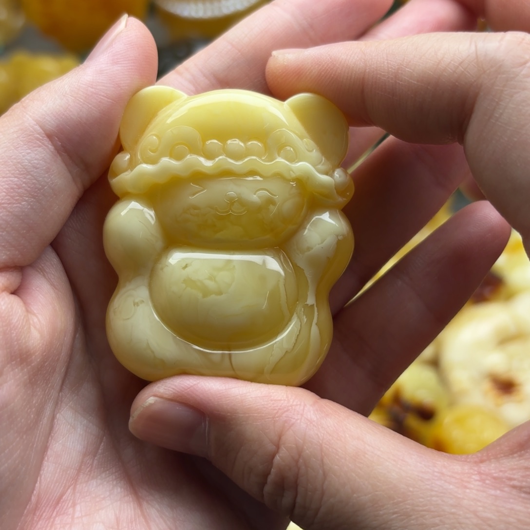 蜜蜡裸石未镶嵌蜜蜡吊坠打孔不退换