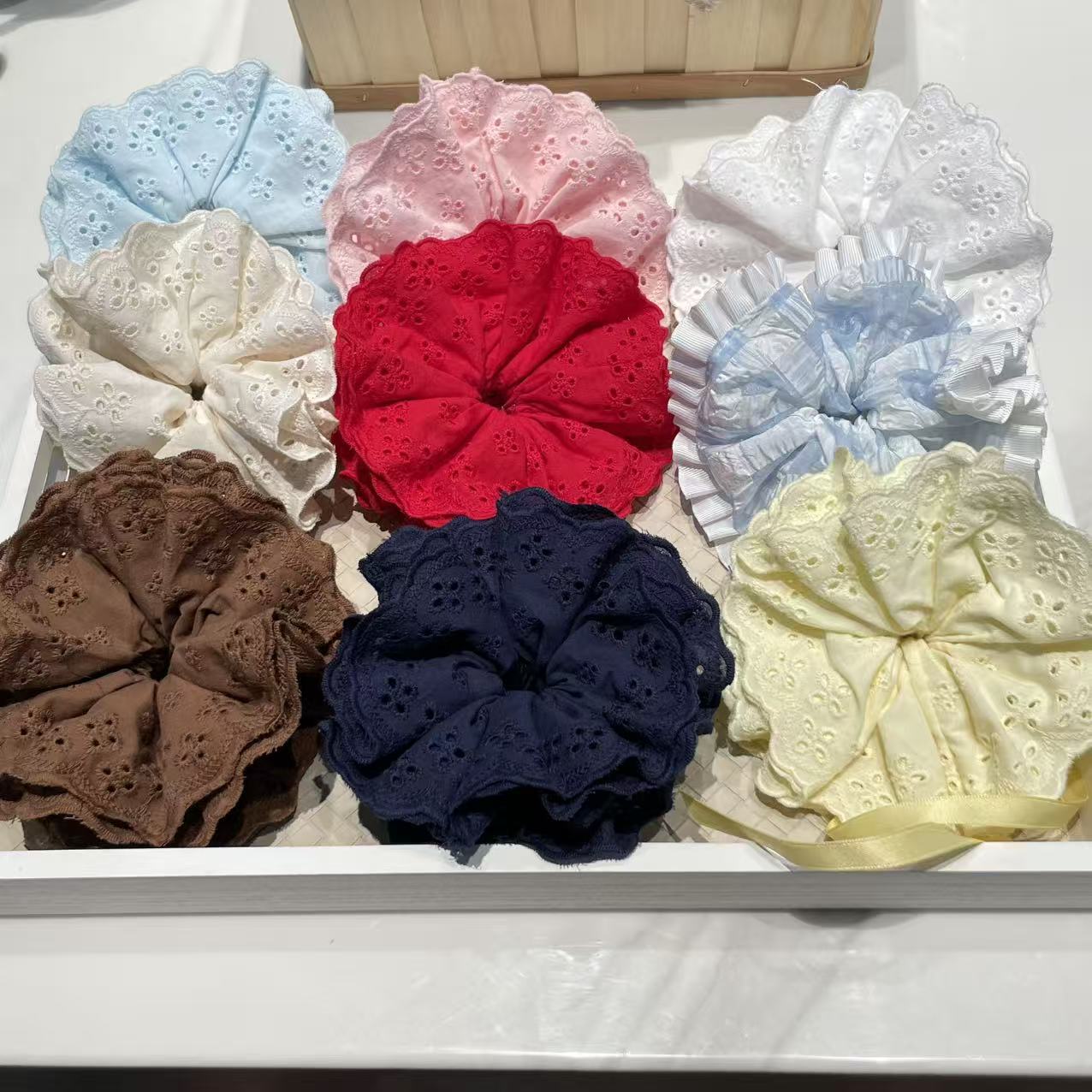 拇指圈女童儿童宝宝抽拉式肠圈秋冬新款女孩公主韩版棉布大肠蕾丝