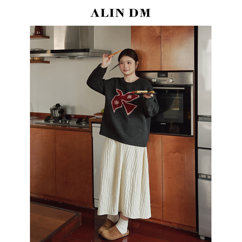 ALINDM【双色气质】大码微胖mm气质半身裙-zg9130