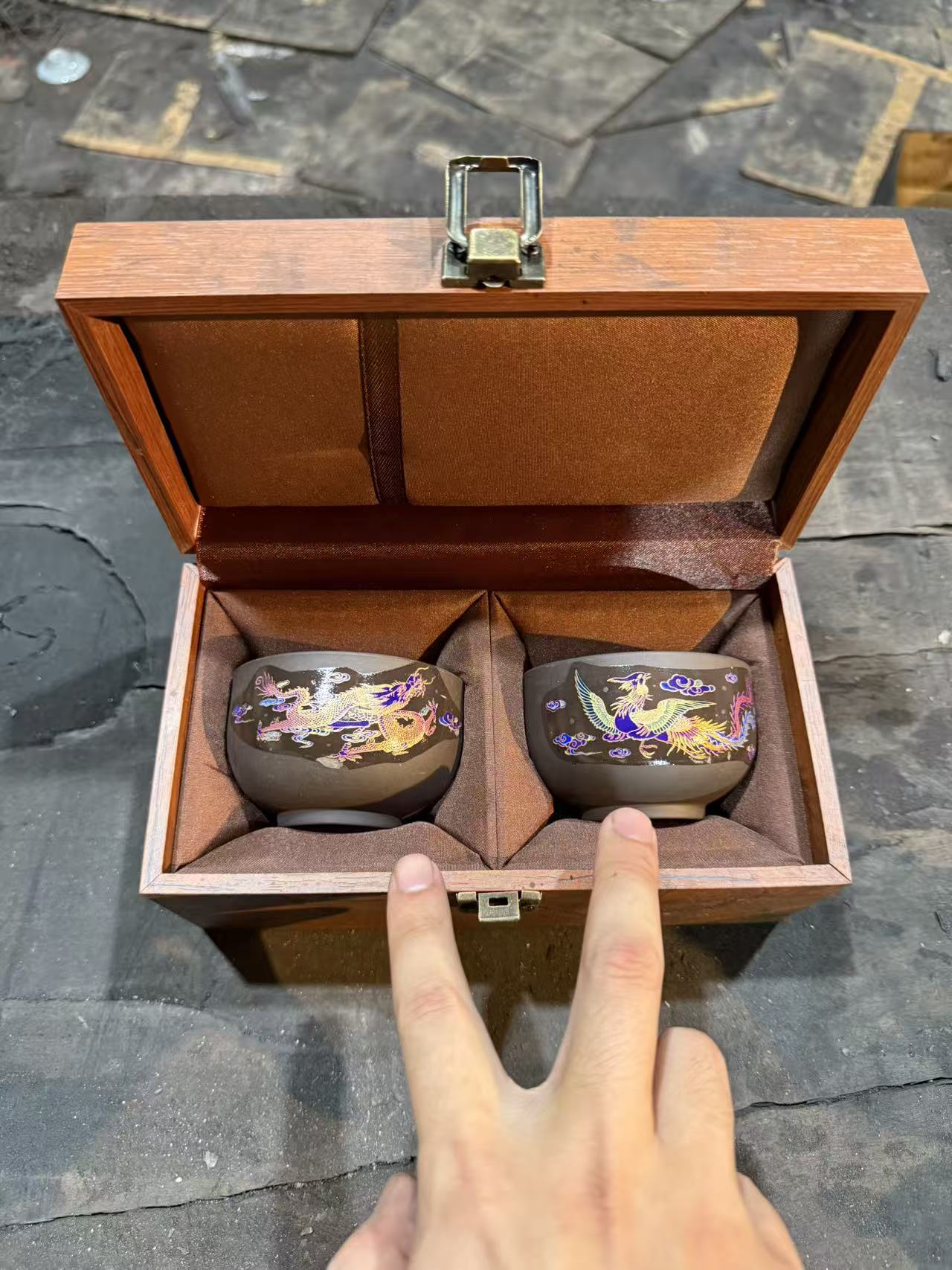 【闪购商品】龙凤紫砂主人杯对杯（无礼盒）@@@@@@@@@@