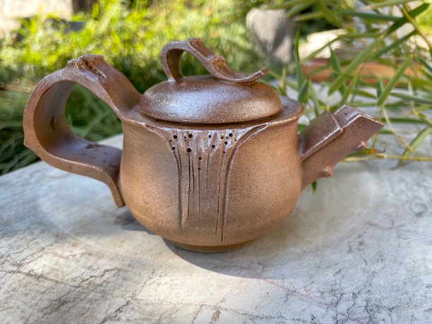 建水紫陶白泥柴烧壶
