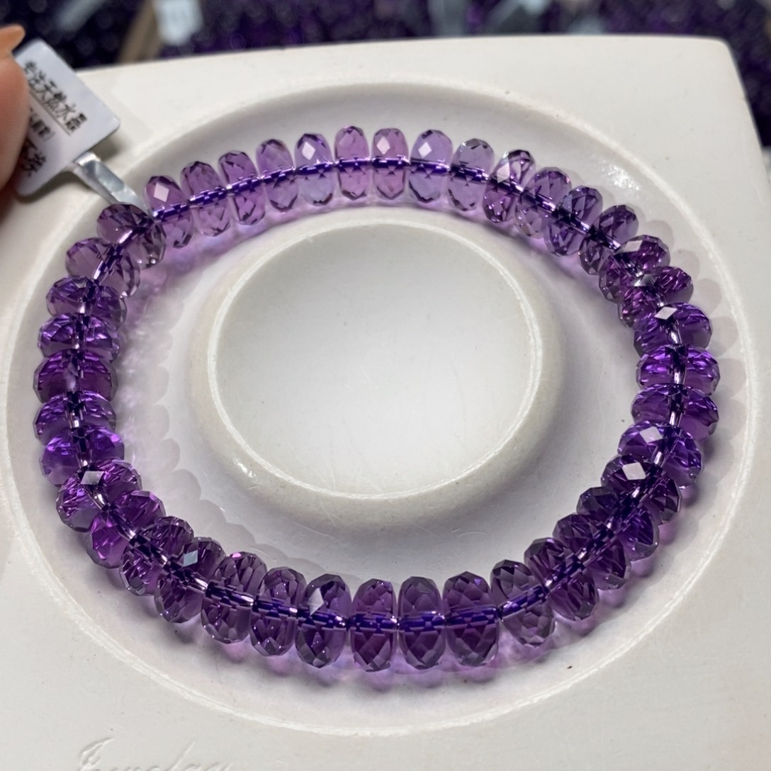 未镶嵌手链水晶巴西紫水晶菱形算盘8M