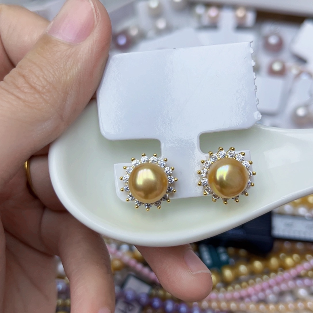 淡水珍珠耳饰银S925镶嵌