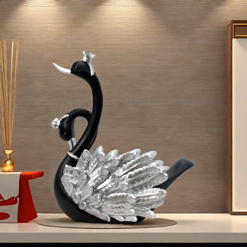 客厅酒柜摆件轻奢高档送礼乔迁酒柜电视柜摆件天鹅红酒架时尚结婚