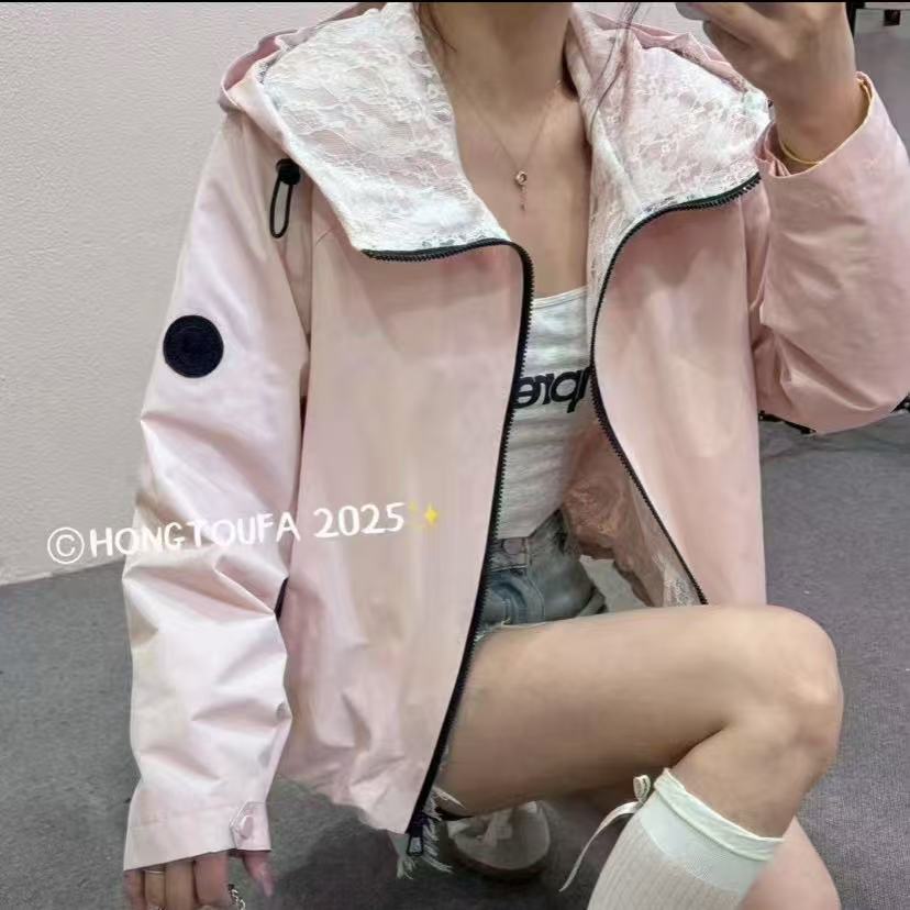 【BK】419/5572 /129-9 休闲百搭连帽拼蕾丝外套