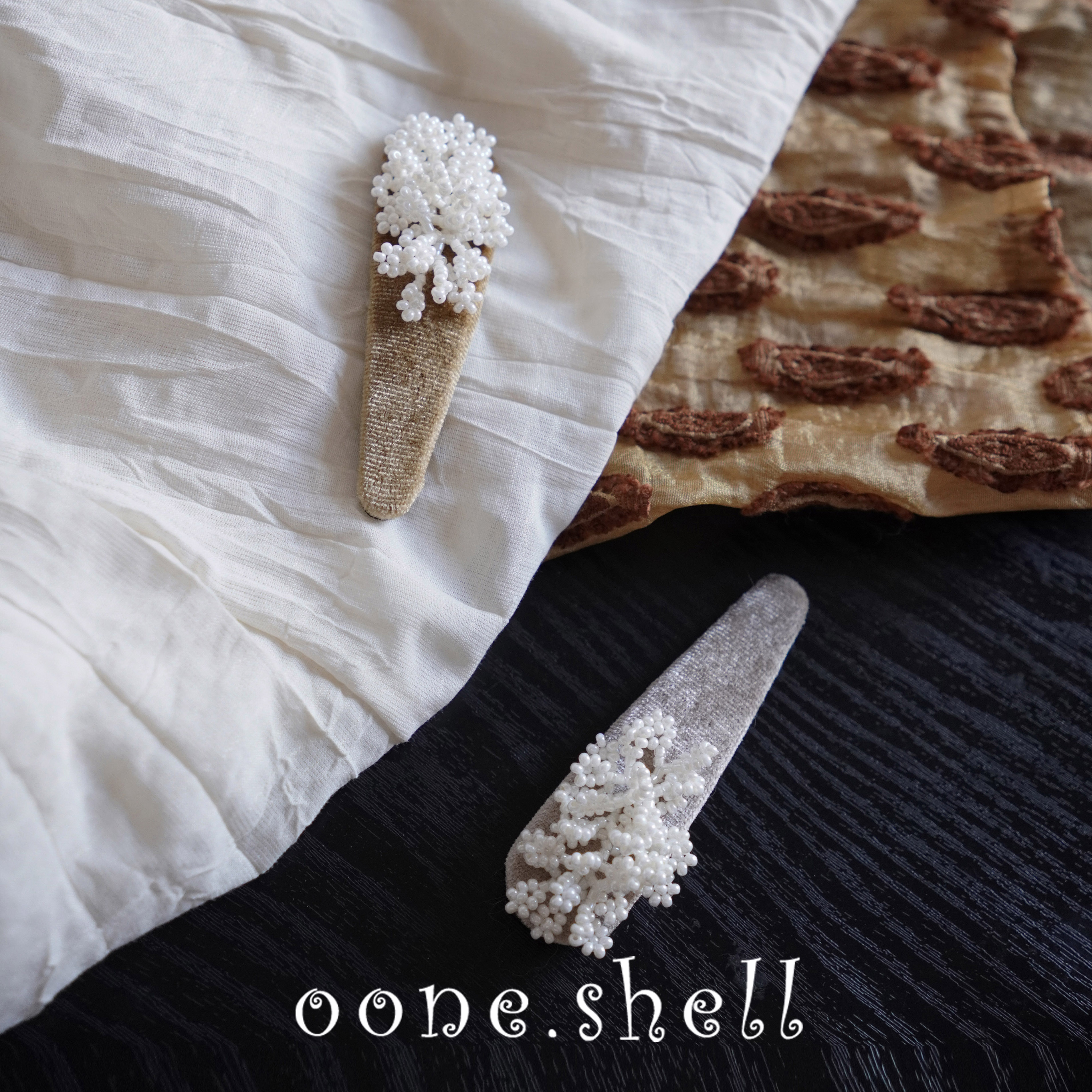 ooneshell 原创手工发饰花朵丝绒布艺秋冬发夹百搭甜美闺蜜礼物