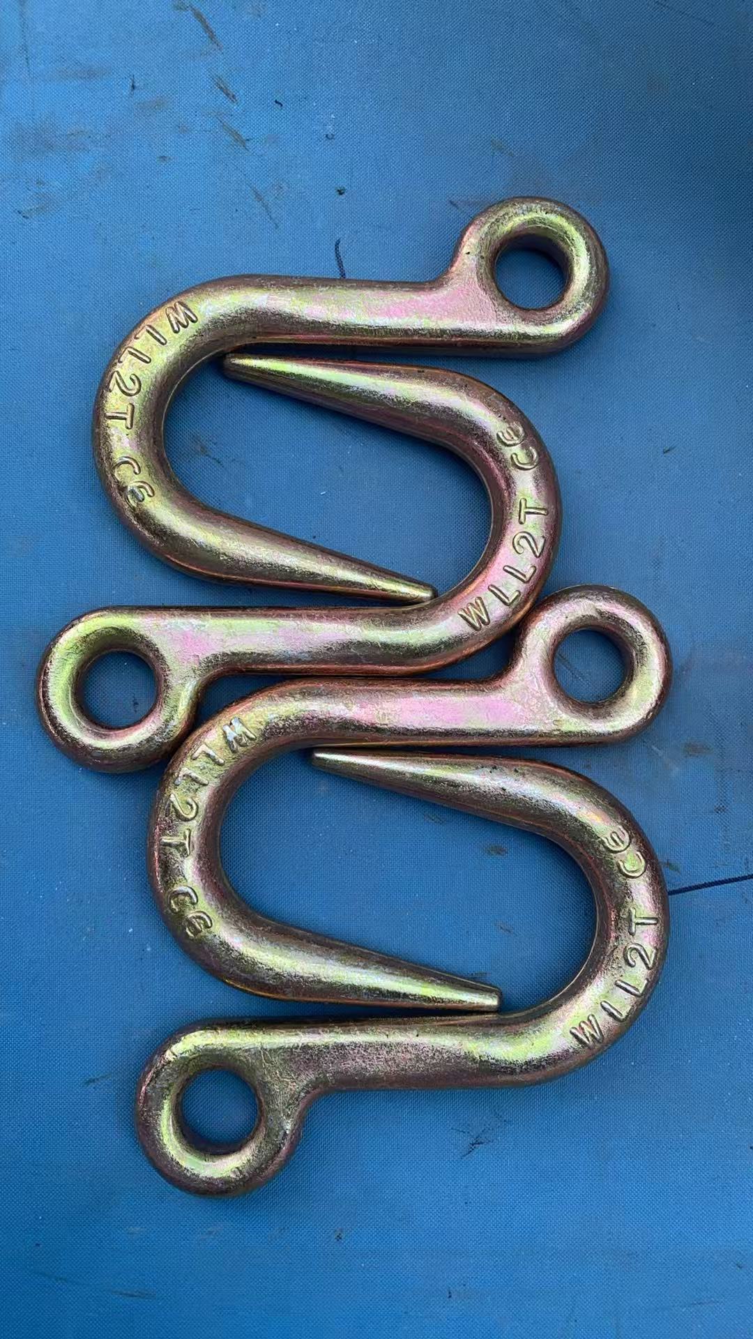 起岳G80合金钢2吨荷载镀彩钢管钩吊装拍一发四吊具吊车挂钩拖车钩