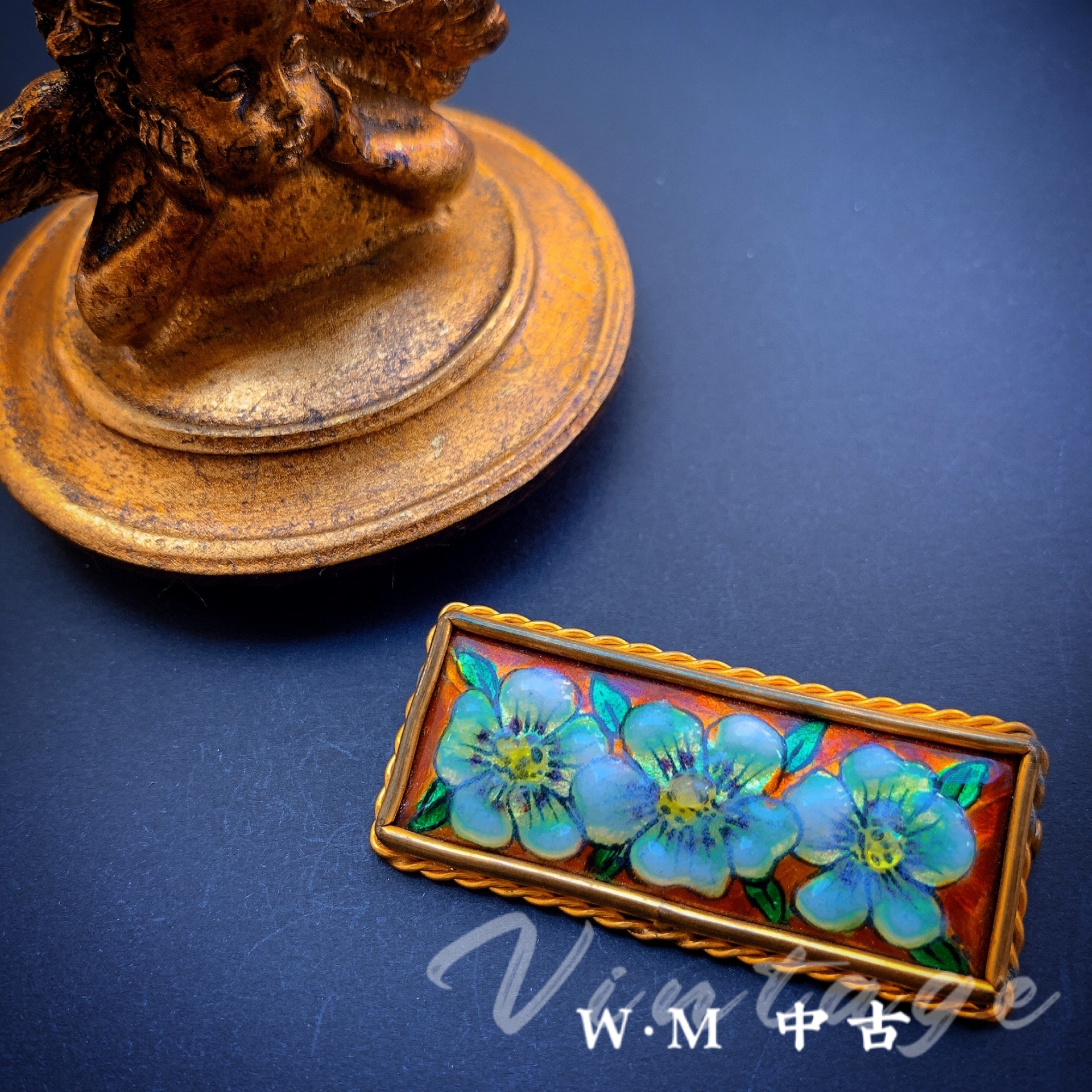 铜合金胸针 W·M中古-vintage胸针