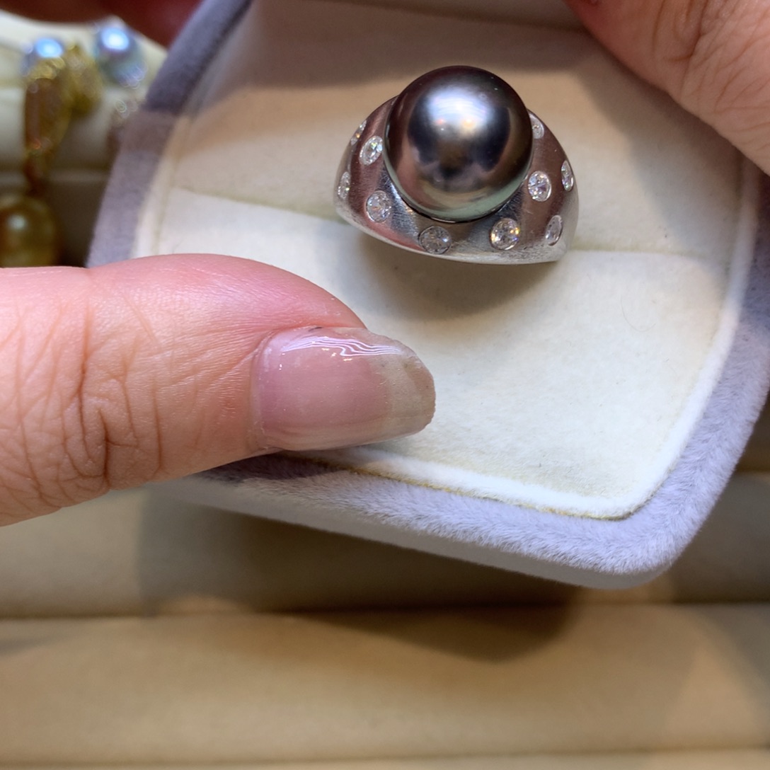 银S925镶嵌戒指海水珍珠