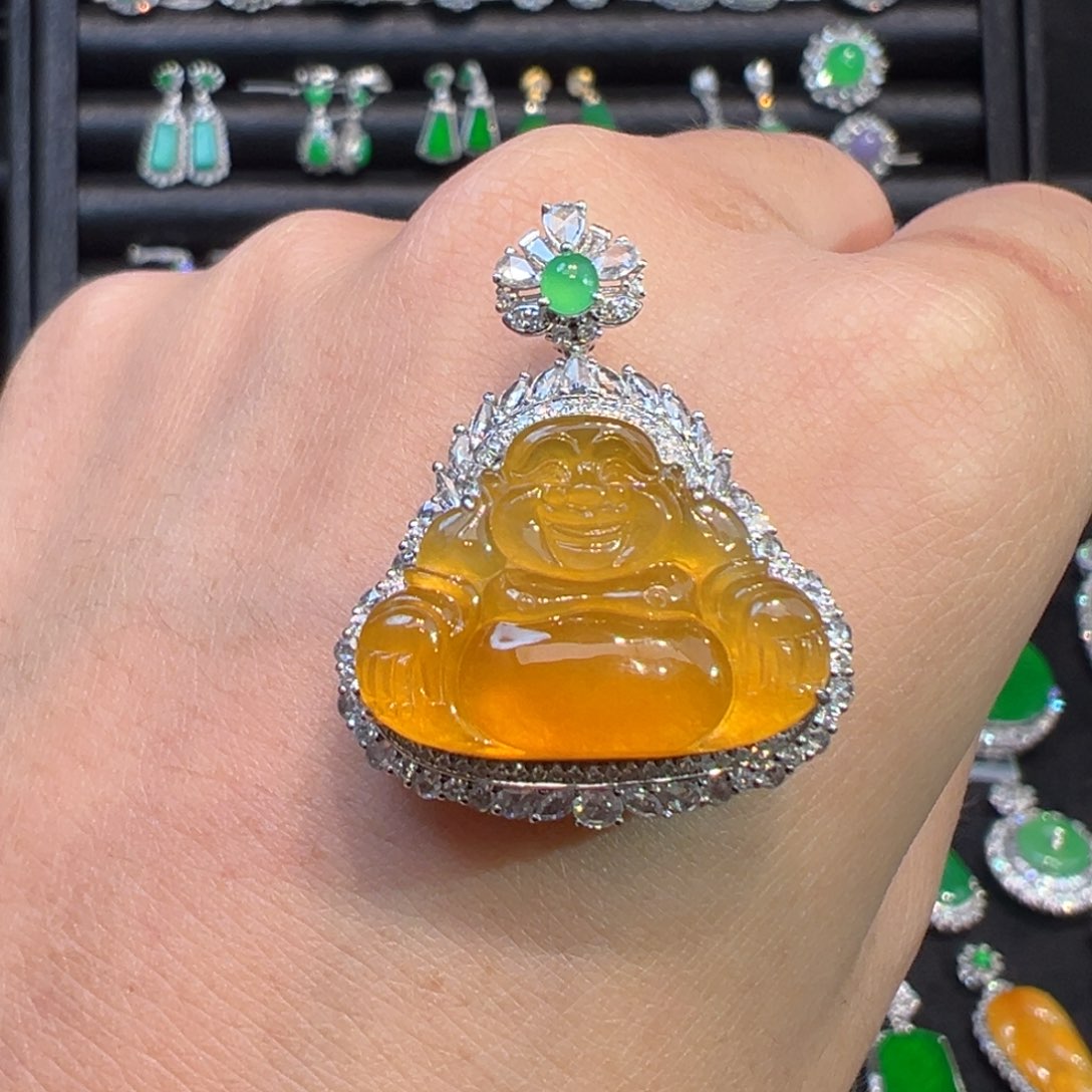 翡翠颈饰18K金镶嵌收货48小时鉴赏期