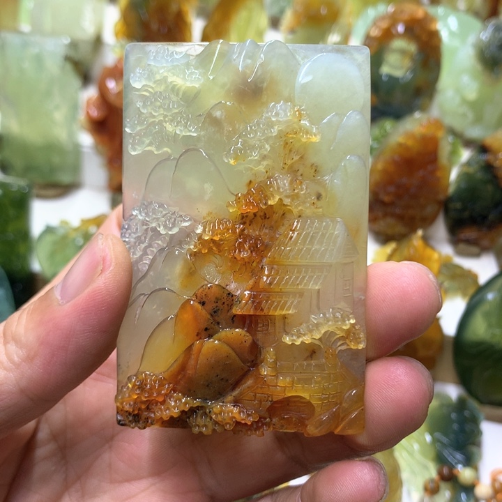 蛇纹石玉珠宝半成品未镶嵌