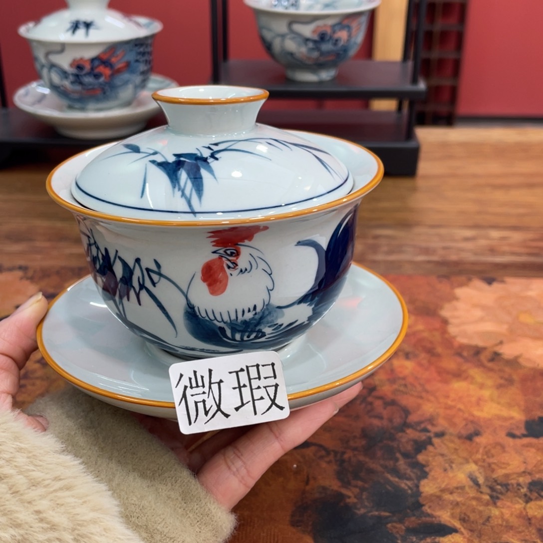 微瑕纯手绘釉下彩