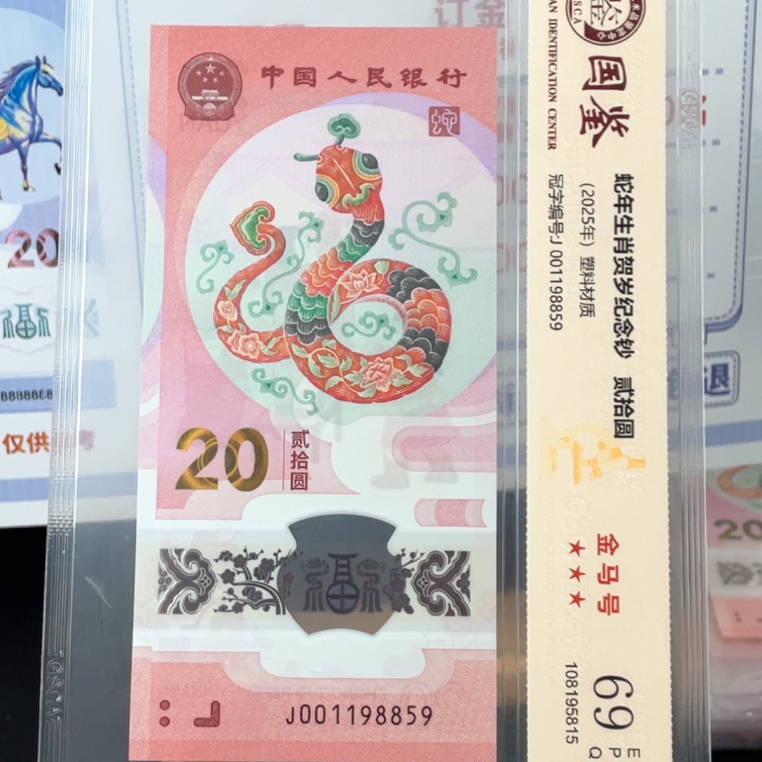 塑料蛇钞金马号三对子69分J001198859