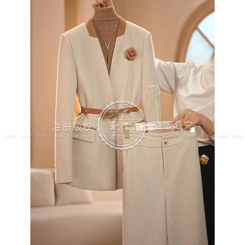 【AMNK服饰】2025秋冬新款杏咖色高级简约设计师系列修身西装外套