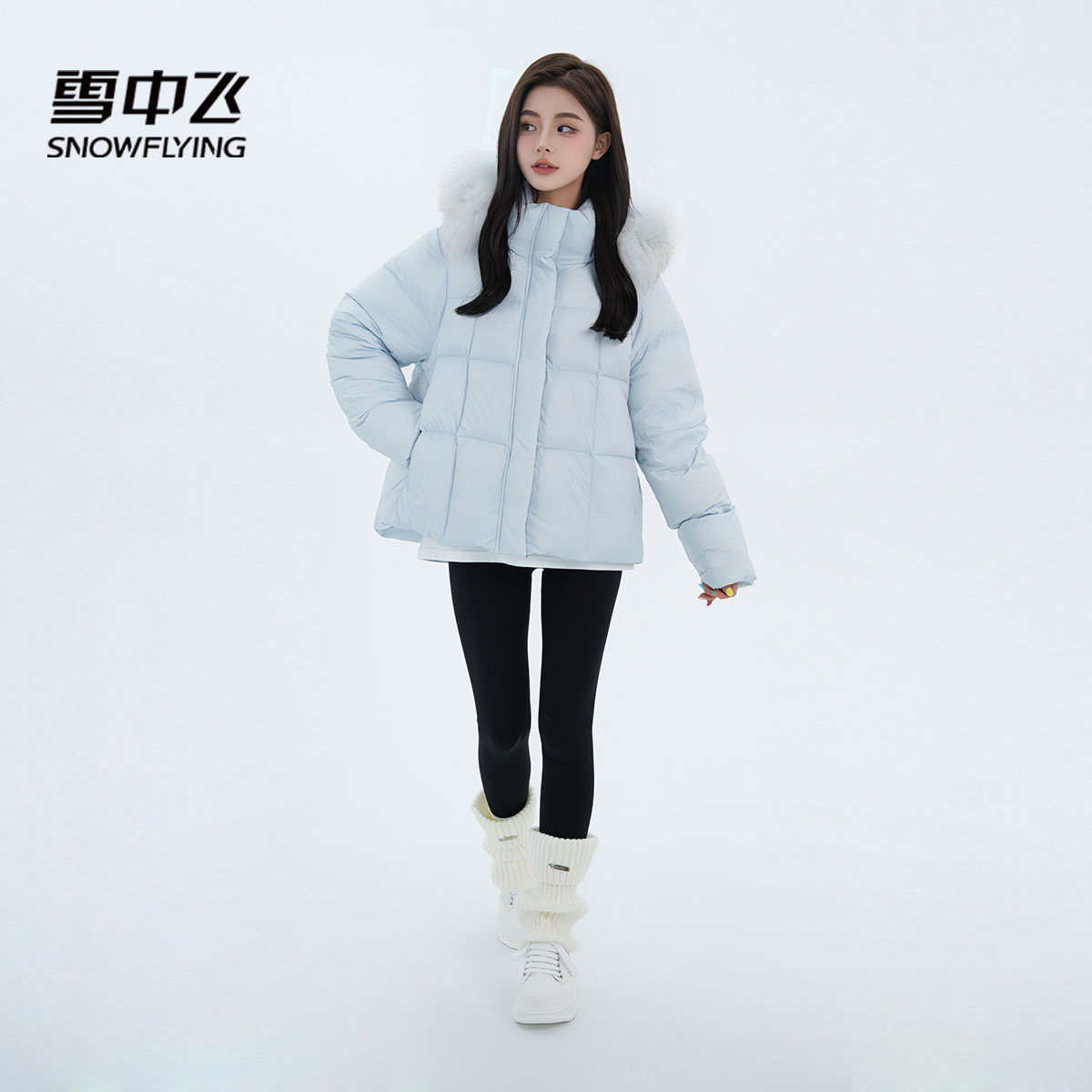 【25年新款】鸭绒秋冬时尚女款休闲连帽保暖大毛领羽绒服
