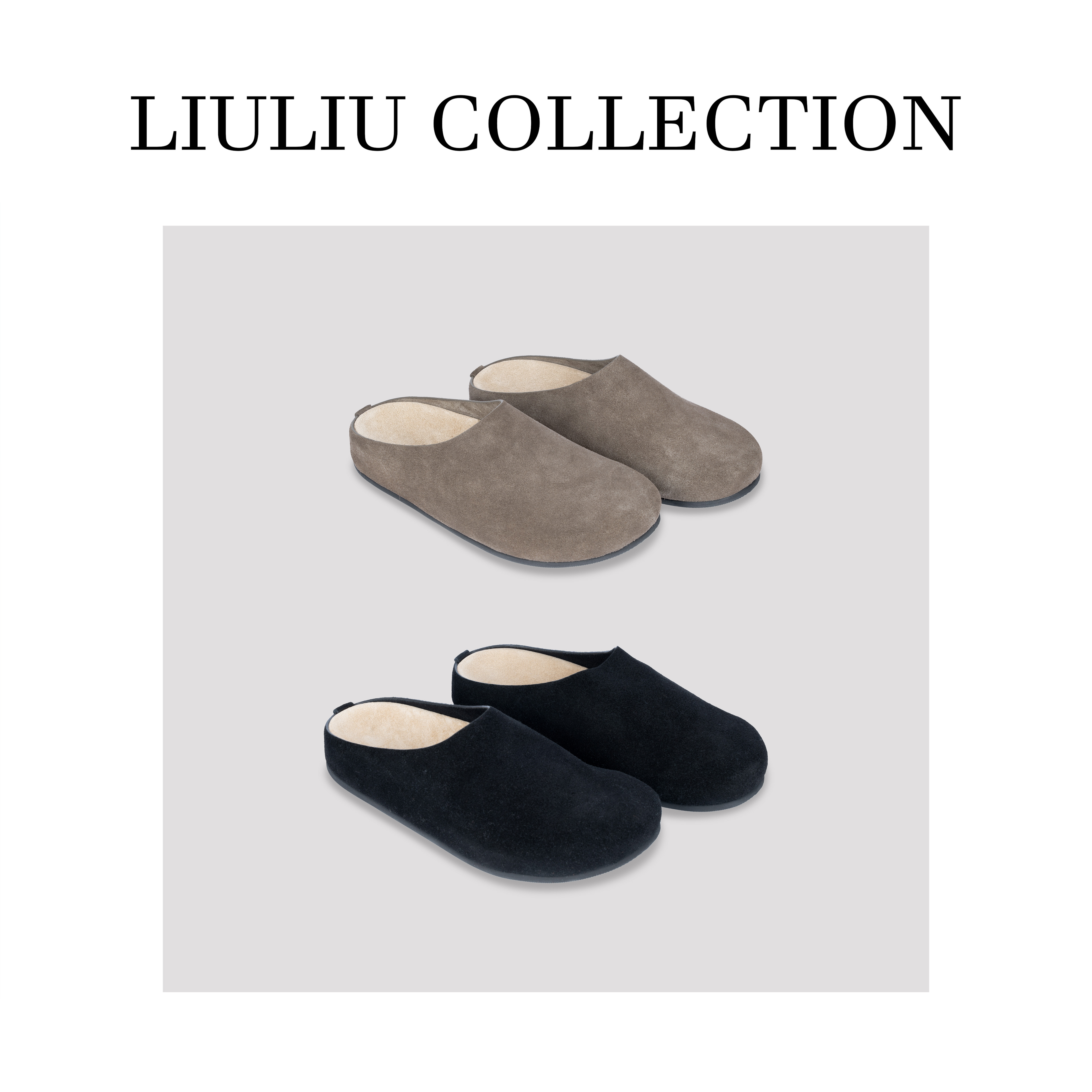 慵懒松弛老钱进口翻毛胎牛皮百搭一脚蹬勃肯包头拖女鞋2.0 U37