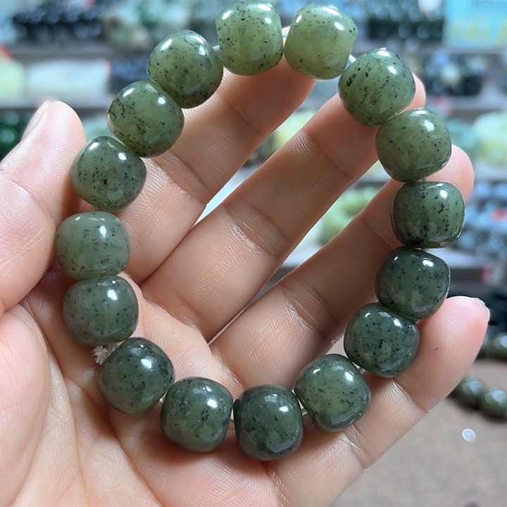 和田玉手链未镶嵌新疆若羌青黄口料老型卡14