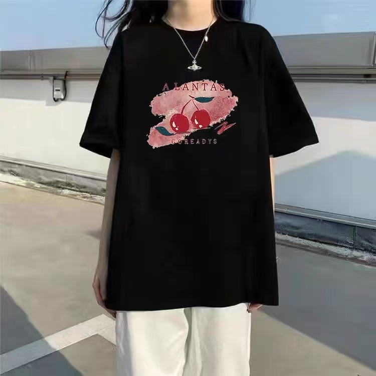 B19男女同款夏季宽松韩版纯棉印花高品质圆领半袖衫