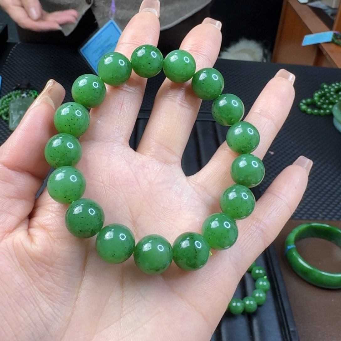 和田玉（碧玉）手链未镶嵌卡12