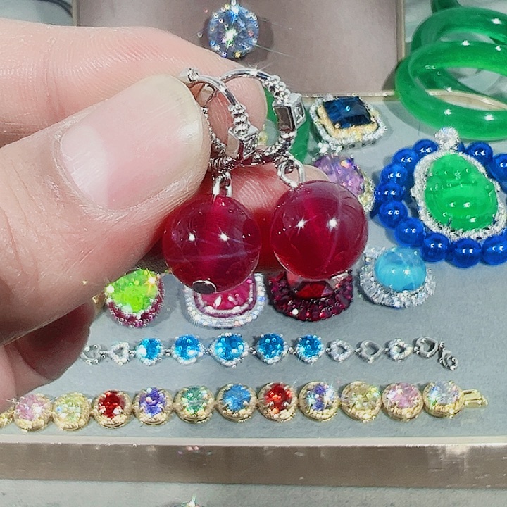 钨金红色蓝色满钻镶嵌