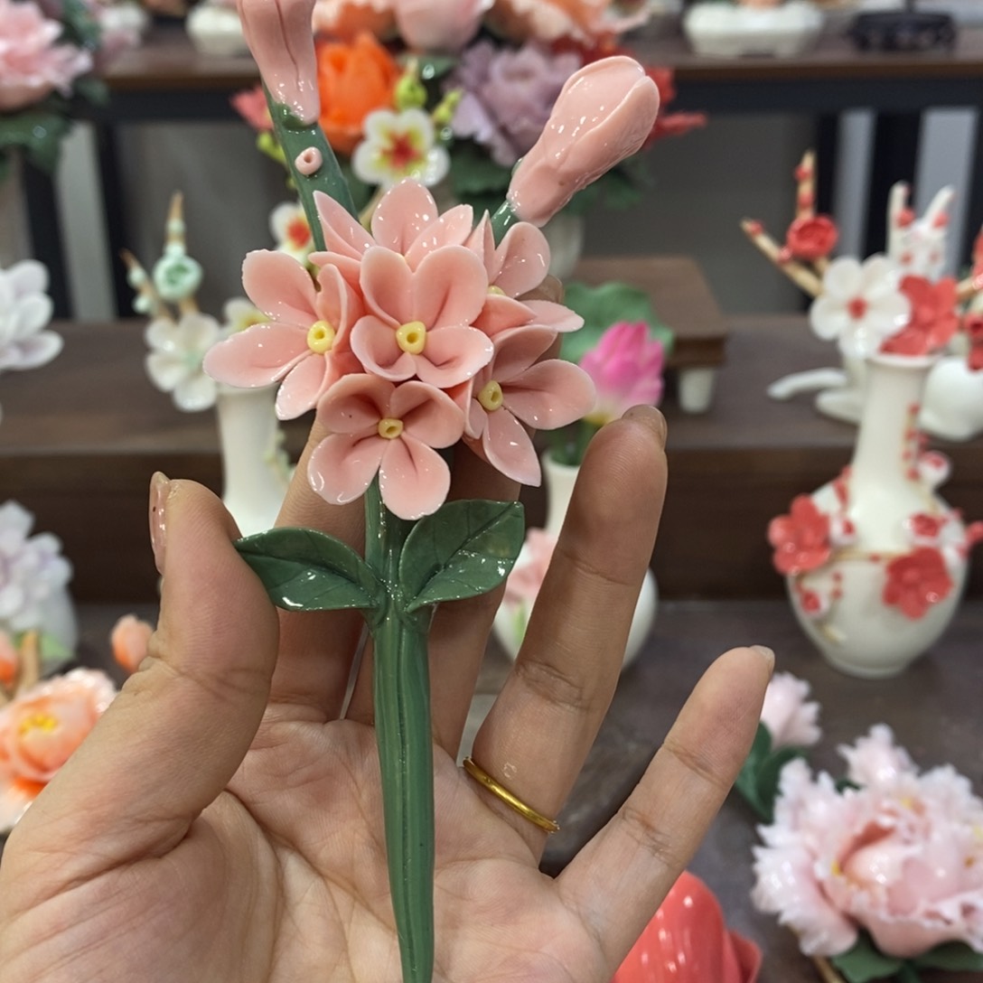 瓷片陶瓷手工花摆件