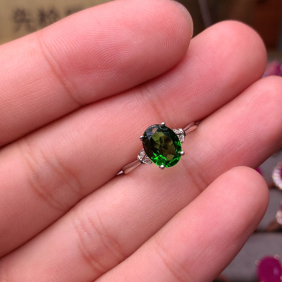 透辉石戒指银S925镶嵌