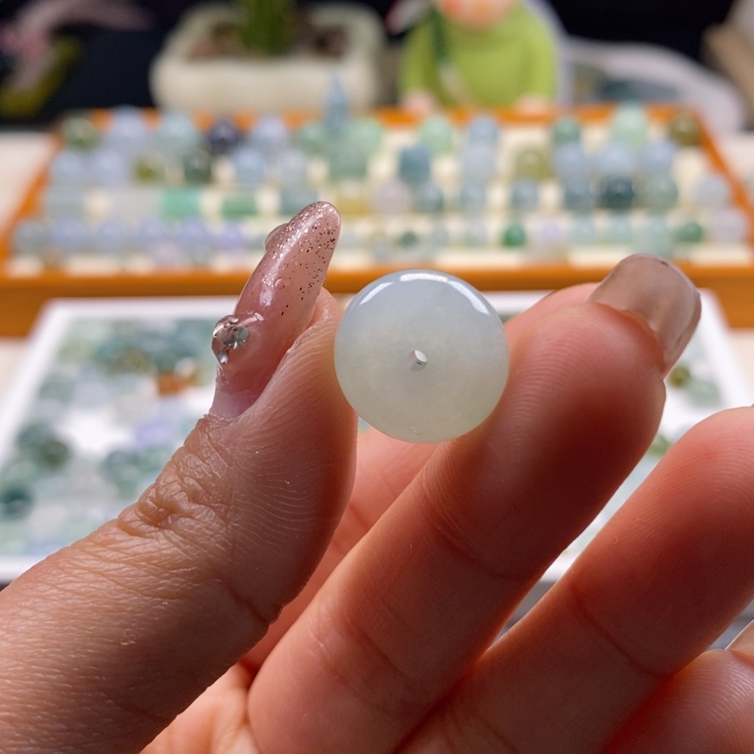 翡翠散珠天然翡翠平安扣14.5×5.6