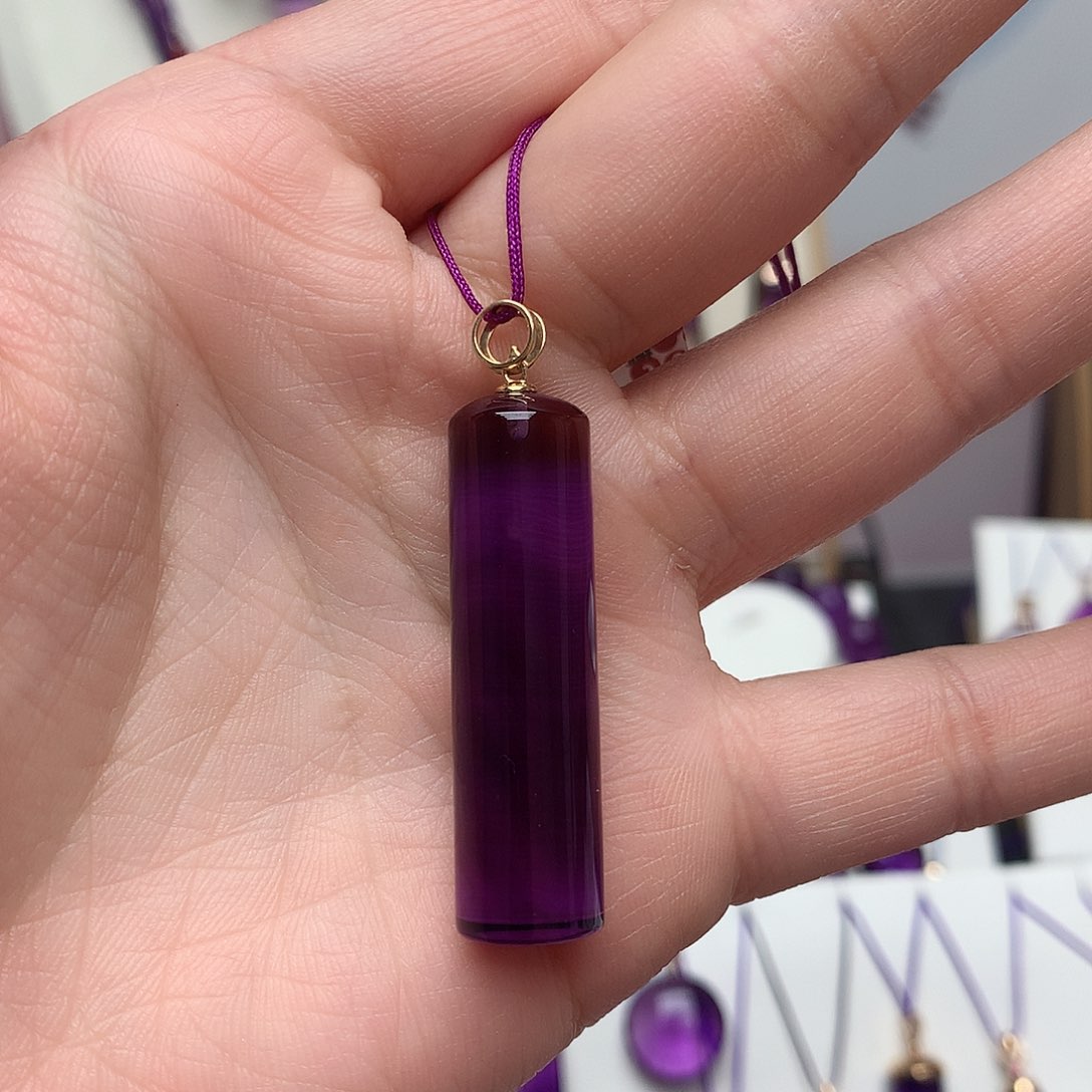 紫晶吊坠(赠链)18K金镶嵌晒****姐