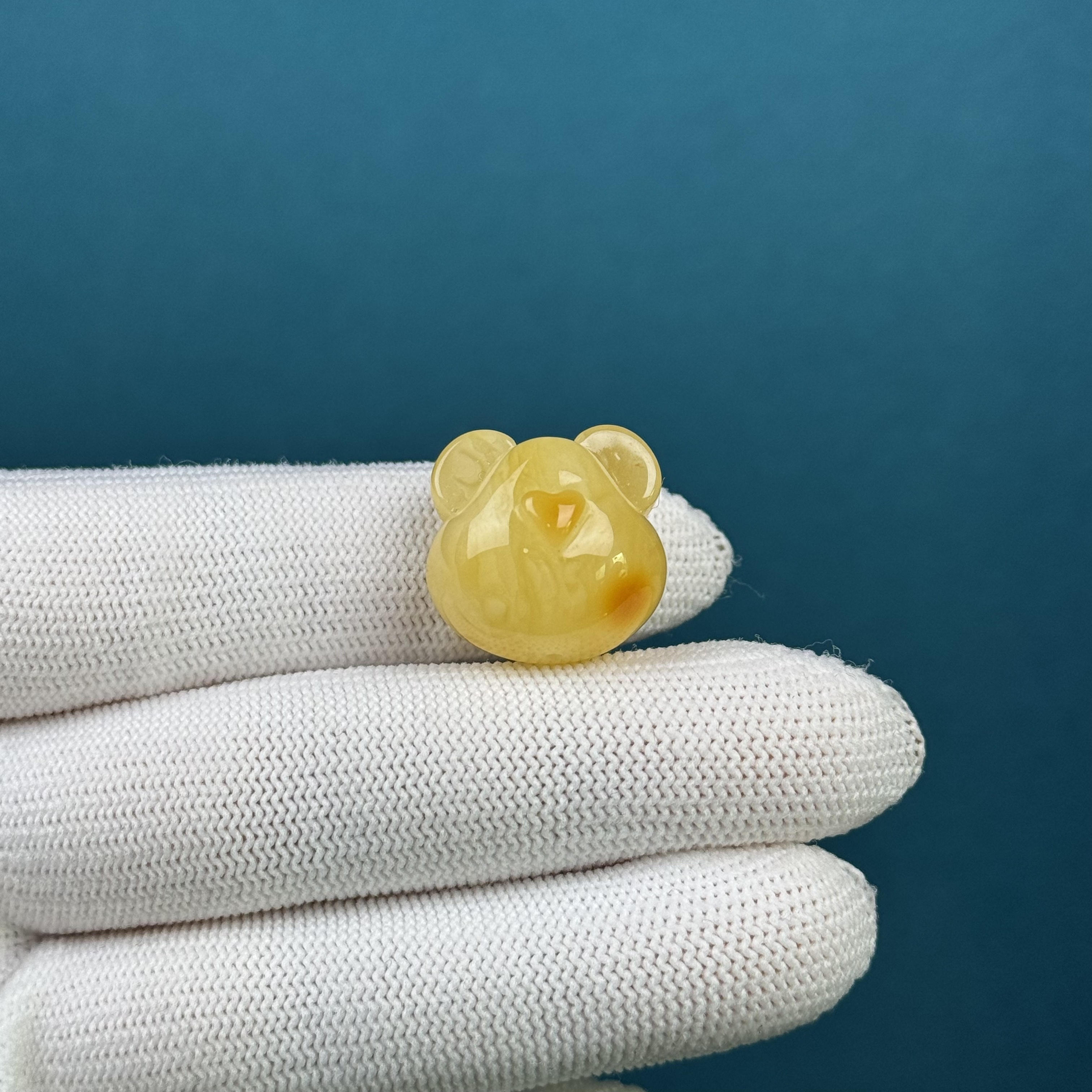 D7306天然原矿蜜蜡【瑕疵特价】小熊 19*18mm支持复检假一罚十