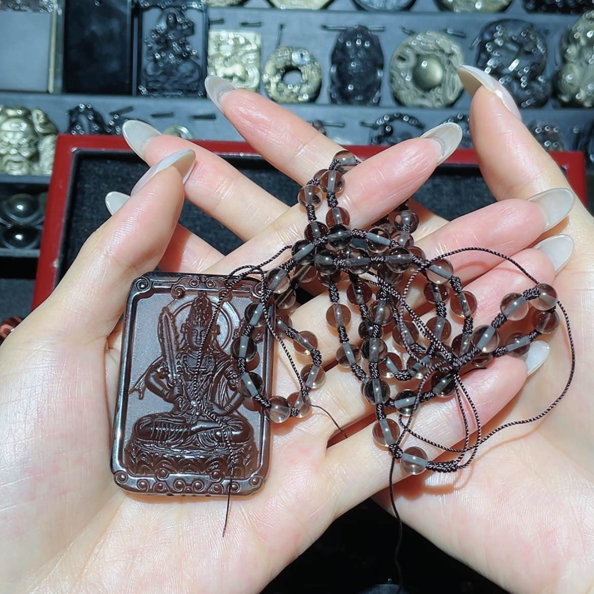 【闪购商品】未镶嵌黑曜岩套链比*