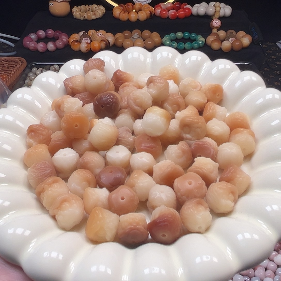 菩提根/象牙果手串25颗炭烧醒狮