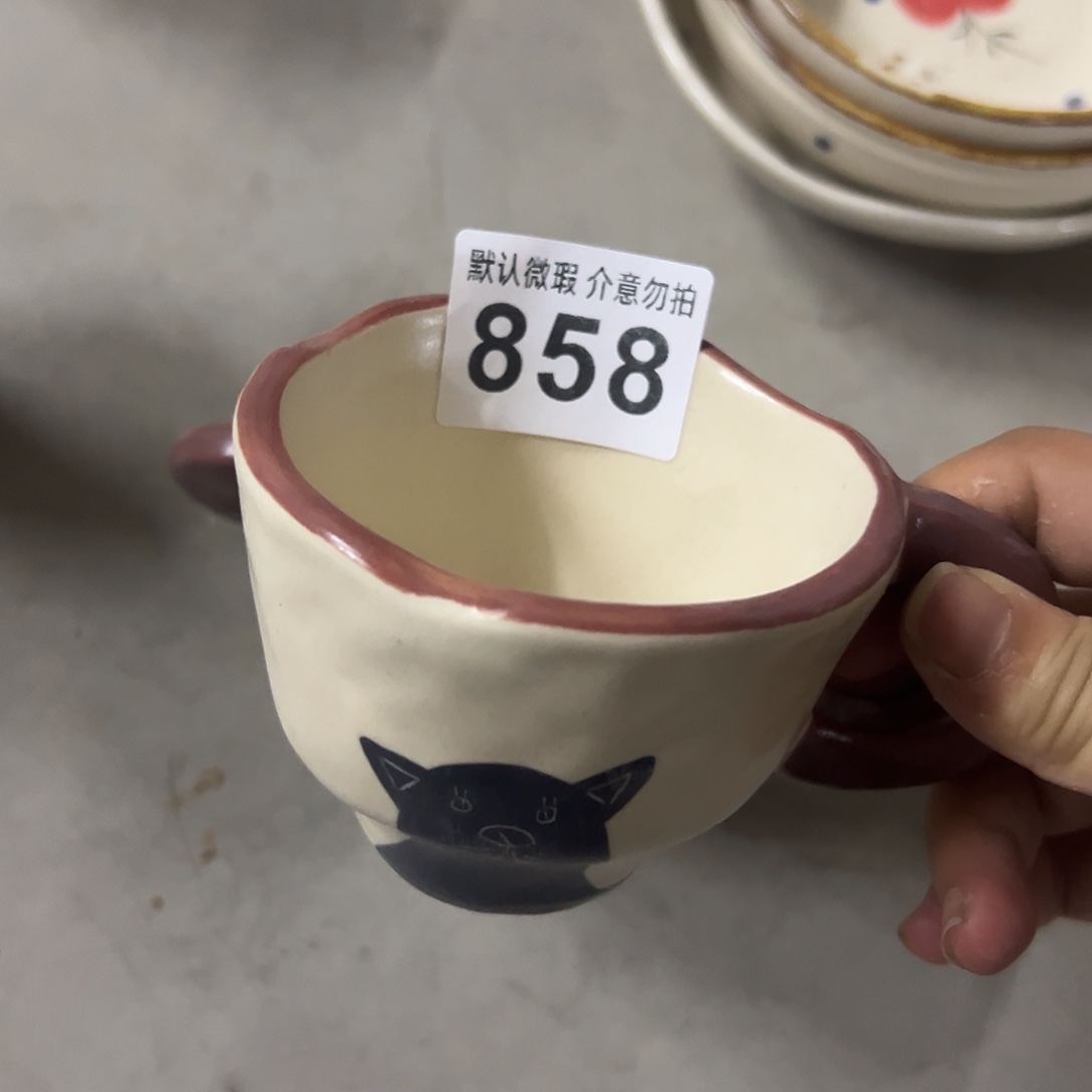 搪瓷微瑕猫咪爱杯一个858