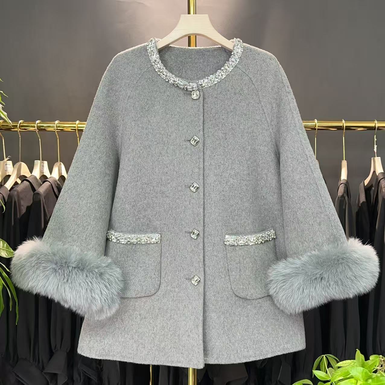 【A9359】毛呢外套女2025秋冬加厚新款高级感百搭时尚毛呢外套