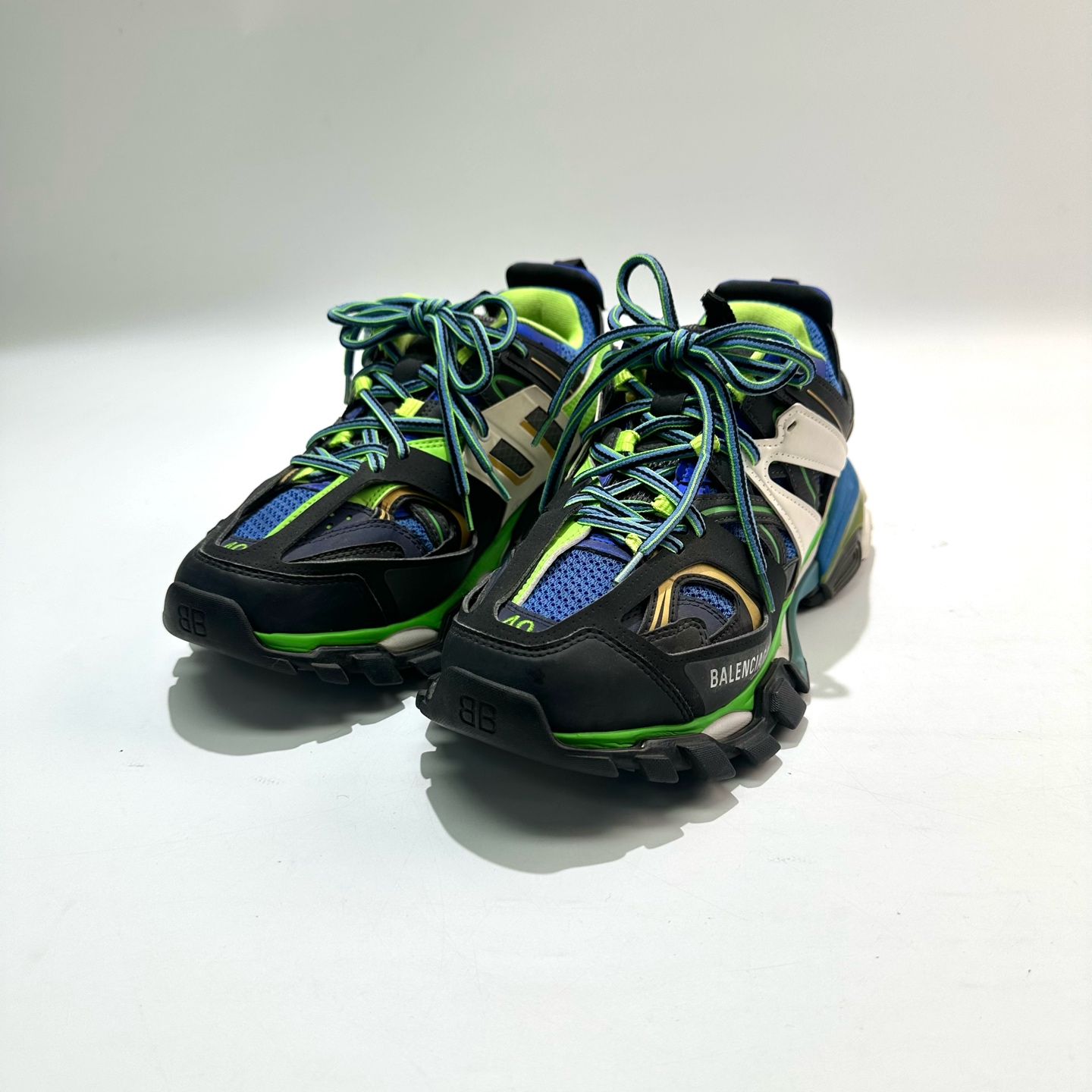 99新 Balenciaga/巴黎世家 40码 蓝绿Track1.0老爹鞋 DS470
